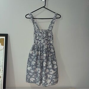 American Eagle Outfitters Navy and White Checkered Mini Dress